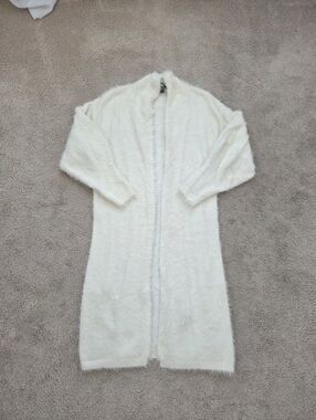Express Cream Fuzzy Long Cardigan Size Small